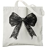 Veqzc Coquette Bows Canvas Tote Bag, Shoulder Bag For Women, Reusable Tote Bag