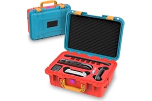 LXFEIFANTECH Travel Carrying Case for Nintendo Switch 2 & Accessories, All in One Protective Case, Hard Shell Cases with 12 Game Cards Slots, Waterproof Storage Organizer Box for Dock, Pro Controller-Orange&Blue