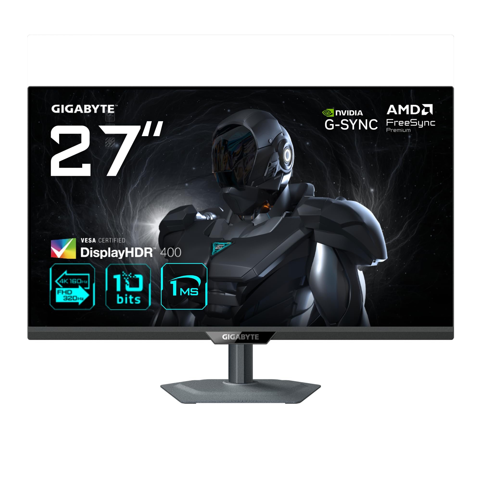 Gigabyte G27U 27” 4K UHD Gaming-Monitor - Dual-Modus (4K 160Hz oder FHD 320Hz), 3840 x 2160, 1ms, 350 cd/m², FreeSync Premium, DisplayHDR400, HDMI 2.1, DisplayPort 1.4