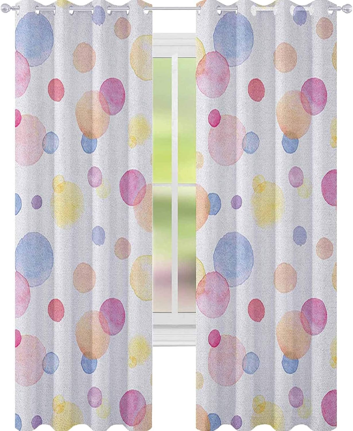 YUAZHOQI Pastel Blackout Window Curtain Watercolor Texture Liquid Paint