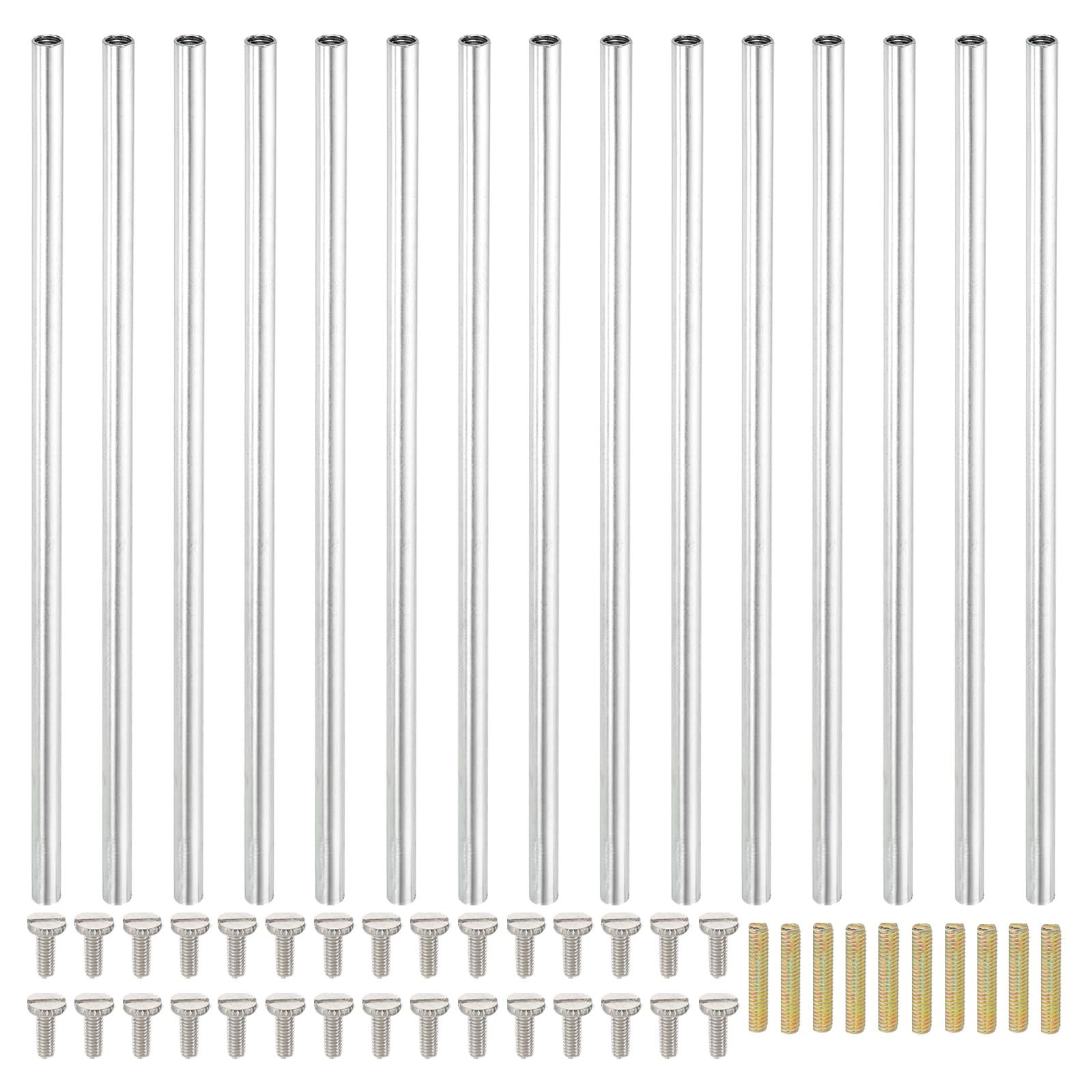 PATIKIL 140mm (5.5") Round Coupling Nuts Kit, M4 Threaded Connector Bar Hardware with Fully Thread Rod Slotted Screw for Lamp Model Furniture DIY Repair Part — image 1