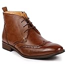 Metrocharm MC116 Men's Lace Up Perforated Wing Tip Formal Dress Ankle Boots