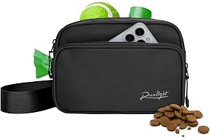 Runlight Dog Training Treat Pouch Fanny Pack,Dog Waist Belt,Dogs Walking Bag Crossbody with Poop Bags,Puppy Treat Bag Training Pouch (Black)
