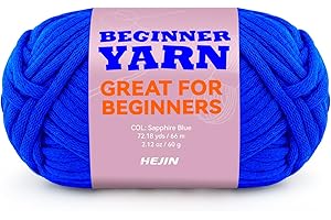 HEJIN 60g Diamond Blue Yarn for Crocheting and Knitting;66m (72yds) Cotton Yarn for Beginners with Easy-to-See Stitches;Worsted-Weight Medium #4;Cotton-Nylon Blend Yarn for Beginners Crochet Kit Making