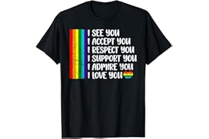 LGBTQ PRIDE MONTH ALLY I See Love Accept You LGBTQ Men Women Gay Rainbow Pride Flag T-Shirt