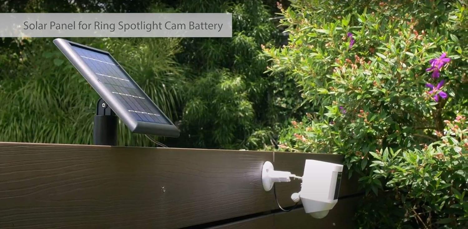 Wasserstein Solar Panel Compatible with Ring Spotlight Cam Battery & All-new Ring Stick Up Cam Battery - Power Your Ring Surveillance Camera continuously with 2W 5V Charging (2 Pack, White) : Electronics