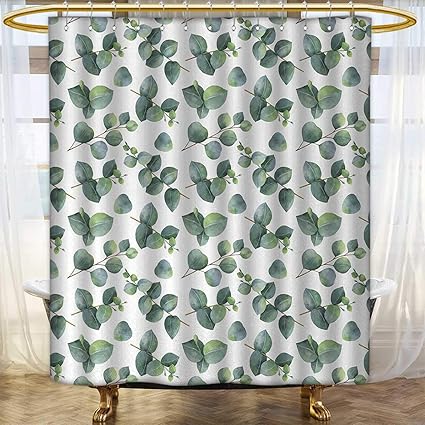 Amazon Com Anhounine Leaf Print Shower Curtain Watercolor Style