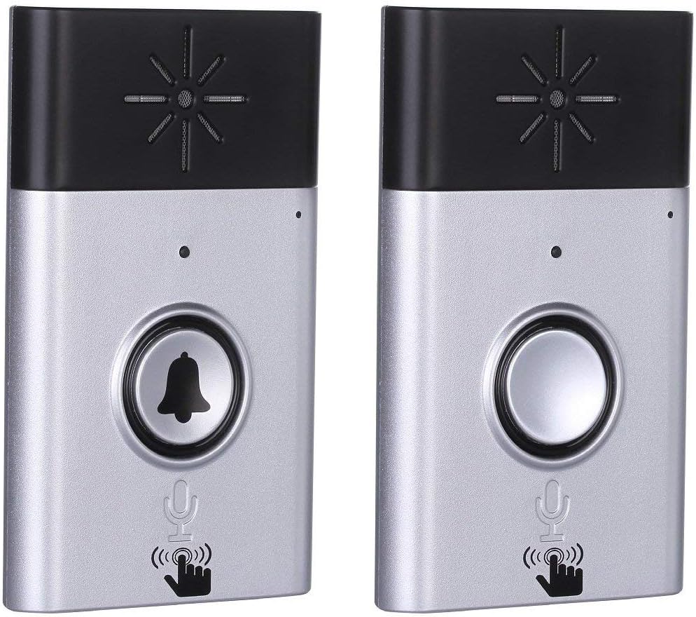 Wireless Intercom Doorbell, Wireless Chime Voice Doorbell Support Two-Way Include 1 Receiver and 1 Push Button for House, Factory, Office Wosung H6 (Silver)