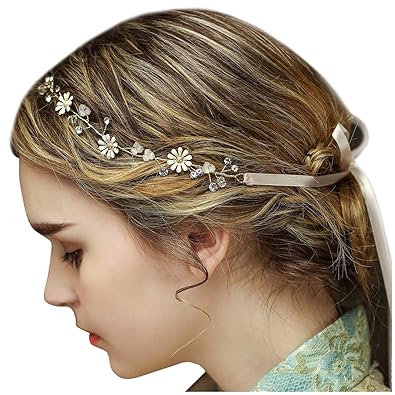 Vintage Gold Bridal Vine Headbands Rhinestone Beaded Flowers