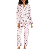 ENJOYNIGHT Womens Cotton Flannel Pajamas Set Long Sleeve Button Down Sleepwear Set