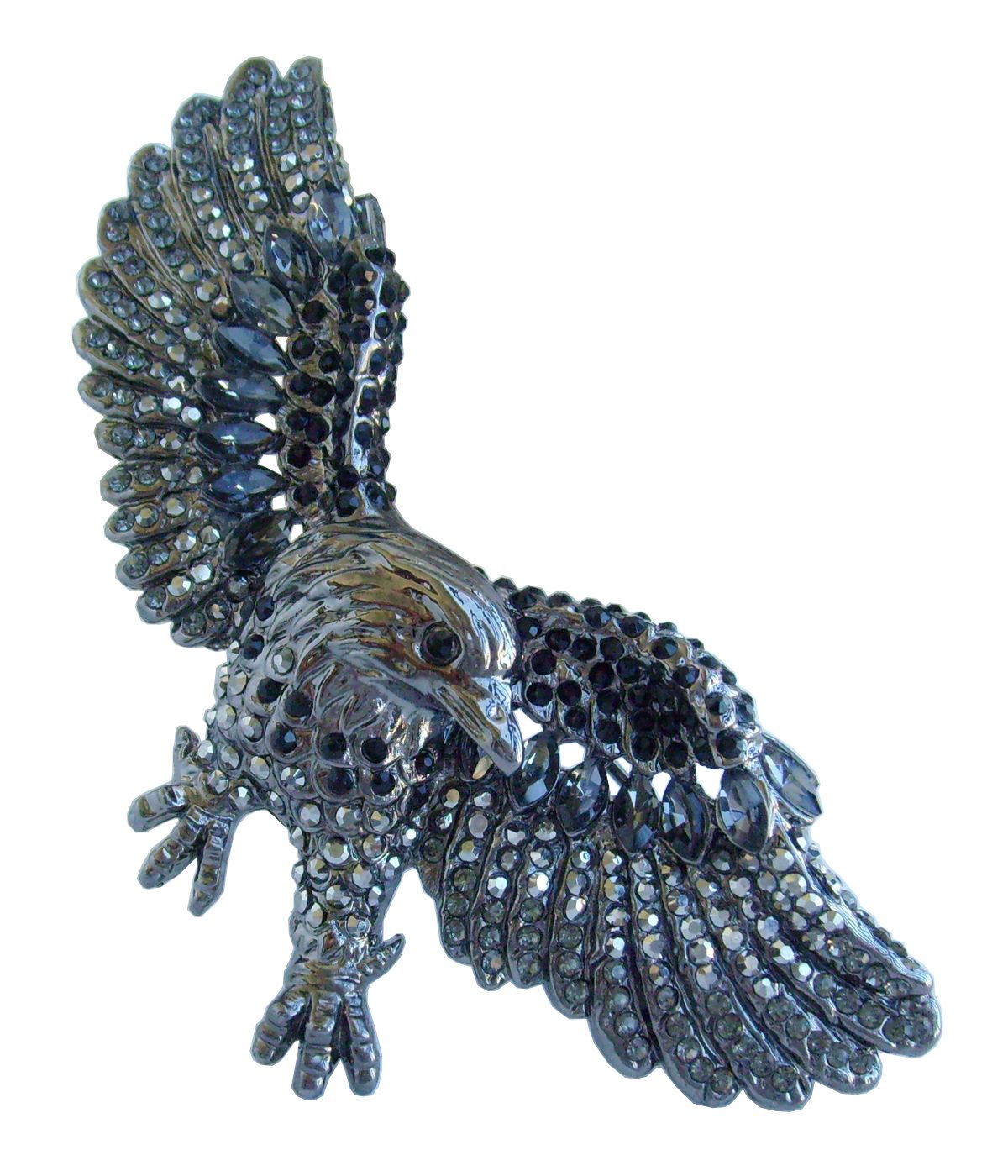 Sindary Unique 3.15" Bird Eagle Animal Brooch Pin Austrian Crystal Pendant UKB4717 (Black-Tone Black)
