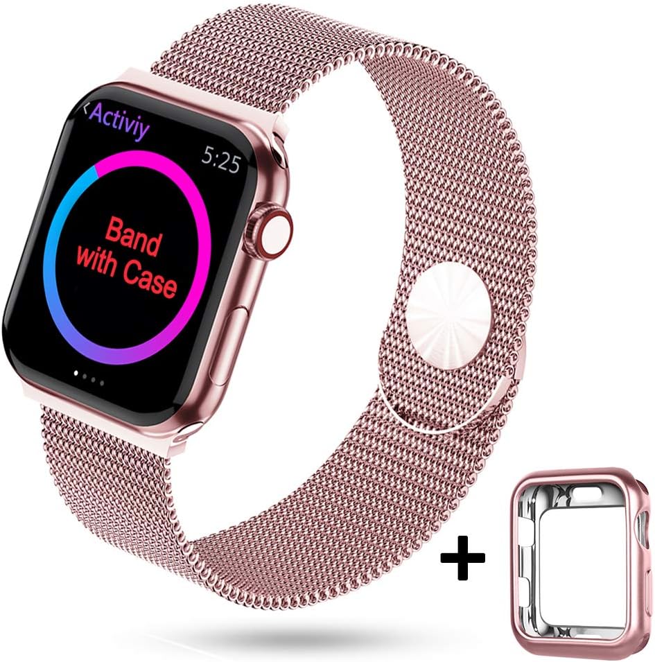 HONEJEEN Compatible with Apple Watch Band 38mm 40mm 42mm 44mm,Stainless Steel Mesh Loop Replacement Parts for iWatch Band Series 5 4 3 2 1