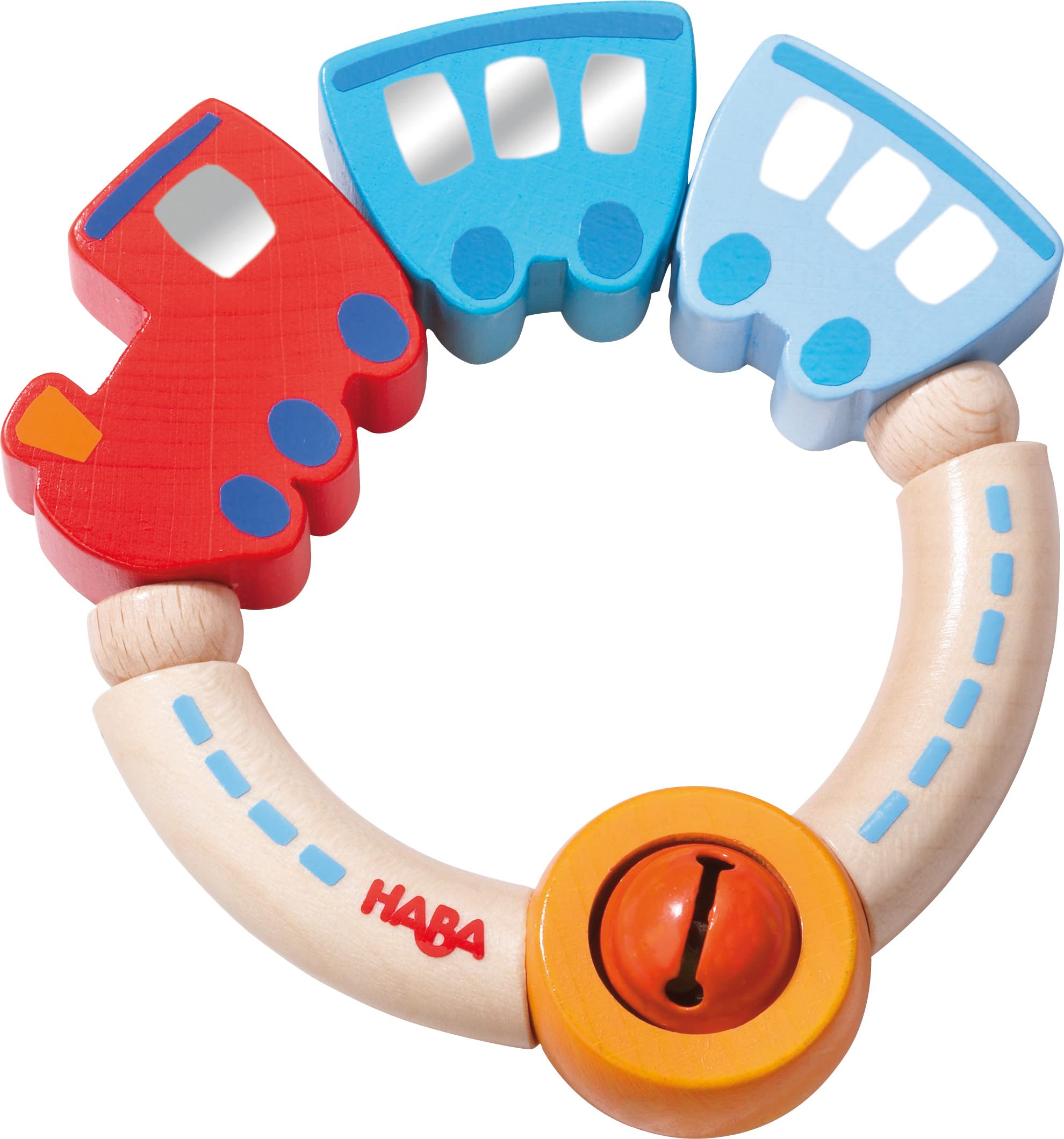 Haba Jingle Train Wooden Rattle Clutching Toy