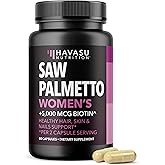 Saw Palmetto for Women with Biotin 5000mcg - Powerful DHT Blocker to Support Hair, Skin, and Nail Health - 60 Count - Vegan, Non-GMO Vitamin for Stronger, Fuller Looking Locks - 1 Month Supply