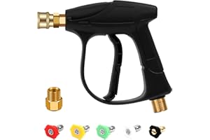 BEETRO High Pressure Washer Gun 4350PSI, Car Washer Gun with 5 Nozzles and M 22 Brass Coupler for Pressure Power Washers
