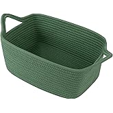 OIAHOMY Woven Basket, Gift Basket Empty with Gift Bags and Ribbons, Rope Baskets for Baby Showers, Storage Baskets with Handles for Nursery, Pet Toy Organizer - Olive Green