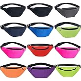 12 Pcs Fanny Packs for Men and Women,Vibrant Colors, Waterproof Oxford Fabric, Adjustable Waist Pack for Running and Travel, Secure Zipper Pouch