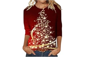 JOVATI Christmas Sparkly Snowflake Print Tops,Women V Neck Long Sleeve Tshirts Casual Plus Size New Year Party Sweatshirt