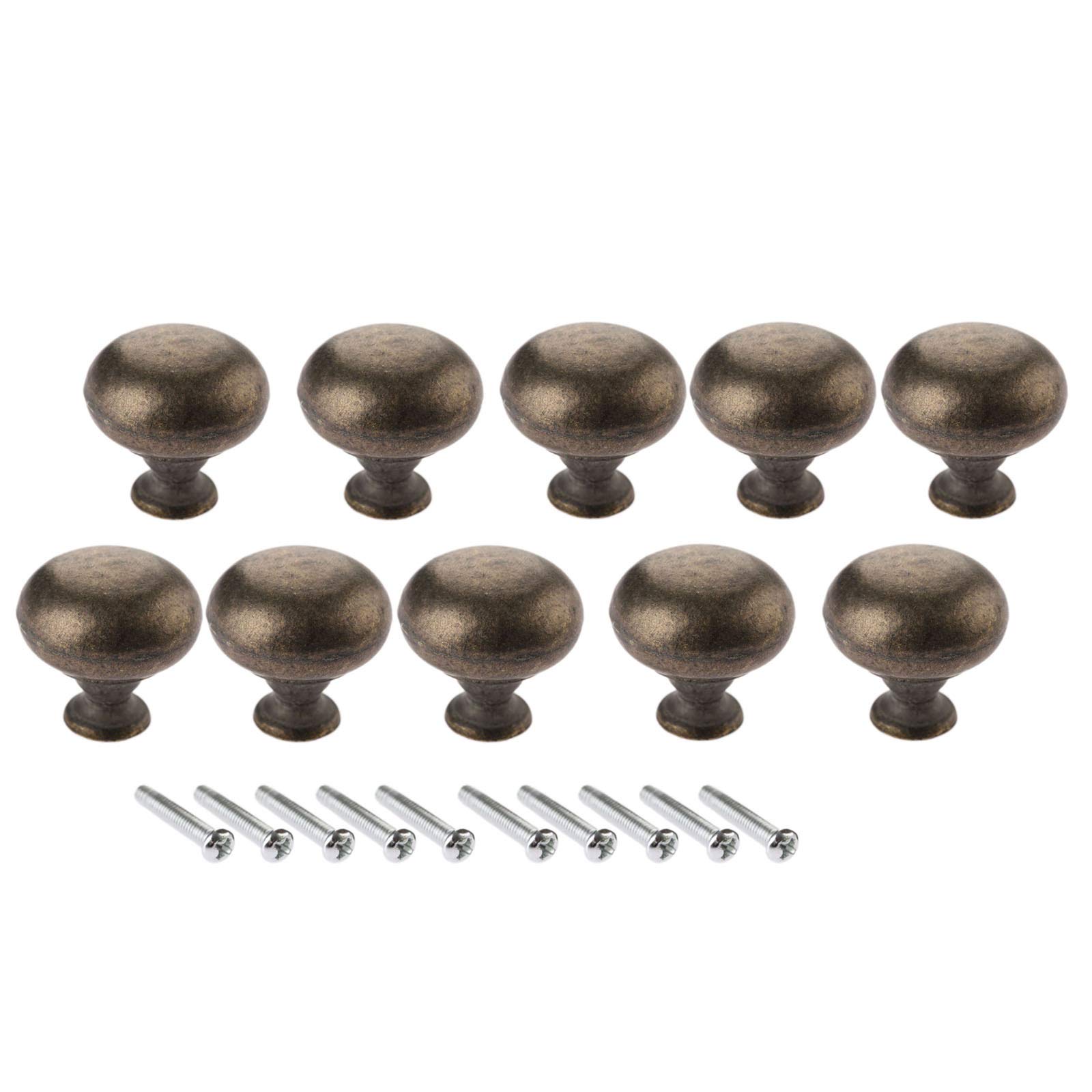 Dophee 10PCS Mini Drawer Knobs, 31x30mm Round Knobs Pull Handle Zinc Alloy Single Hole Cabinet Knobs for Decorative Gift Jewelry Box Cupboard Furniture with Screws