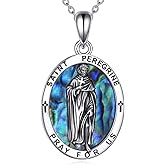 URONE St Peregrine Necklace 925 Sterling Silver St Peregrine Pendant Catholic Jewelry Gifts for Women