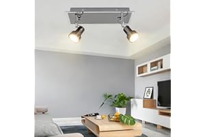 Depuley Ceiling Track Light Fixture: 2-Light Square Led Track Lighting Kit - Flush Mount Ceiling Spotlights Flexibly Adjustable Accent Lamp for Kitchen Living Room Bedroom Hallway GU10 Bulbs Included