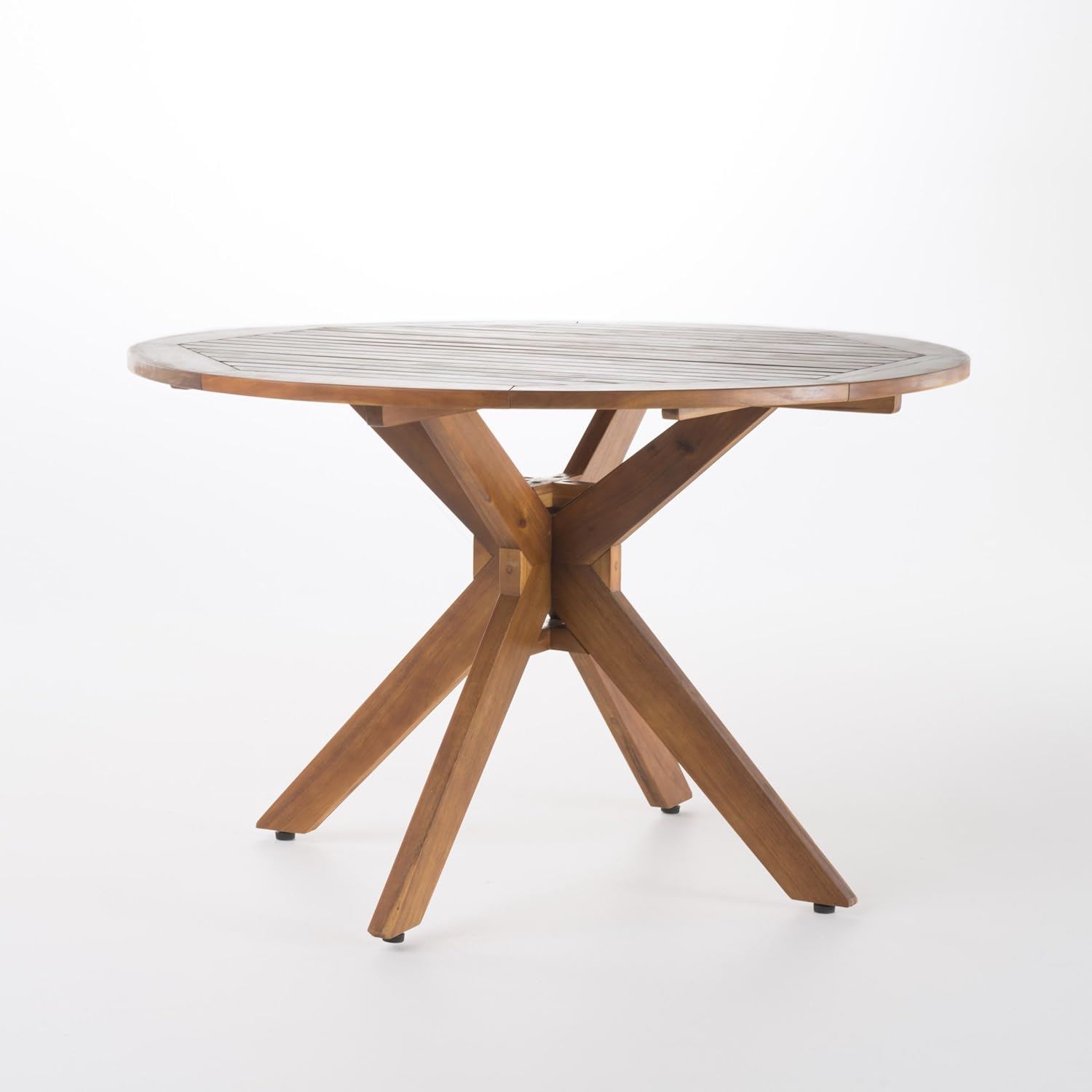 Christopher Knight Home Stamford Outdoor Acacia Wood Round Dining Table, Teak Finish : Garden & Outdoor