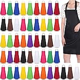 Handepo 36 Pack Bib Apron Bulk Unisex Cotton Aprons with Pockets Plain Washable for Kitchen Restaurant BBQ Painting Crafting (12 Colors)