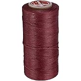 uxcell Flat Leather Sewing Waxed Thread, 140m / 153 Yards Polyester Wax String, 300D Wax Stitching Cord for Leather Crafts, Bookbinding, Bracelets Braided, Burgundy