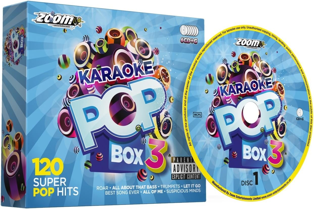 Zoom Karaoke Pop Box 3 Party Pack 6 CD+G Box Set 120 Songs Zoom Karaoke
