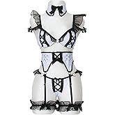 MOEFLAVOR Jirai Kei Garter Lingerie Set for Women – Kawaii Anime Cosplay Outfit – Original Japanese Style Costume
