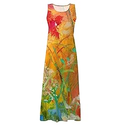 Maxi Dress for Women Sleeveless Casual Round Neck