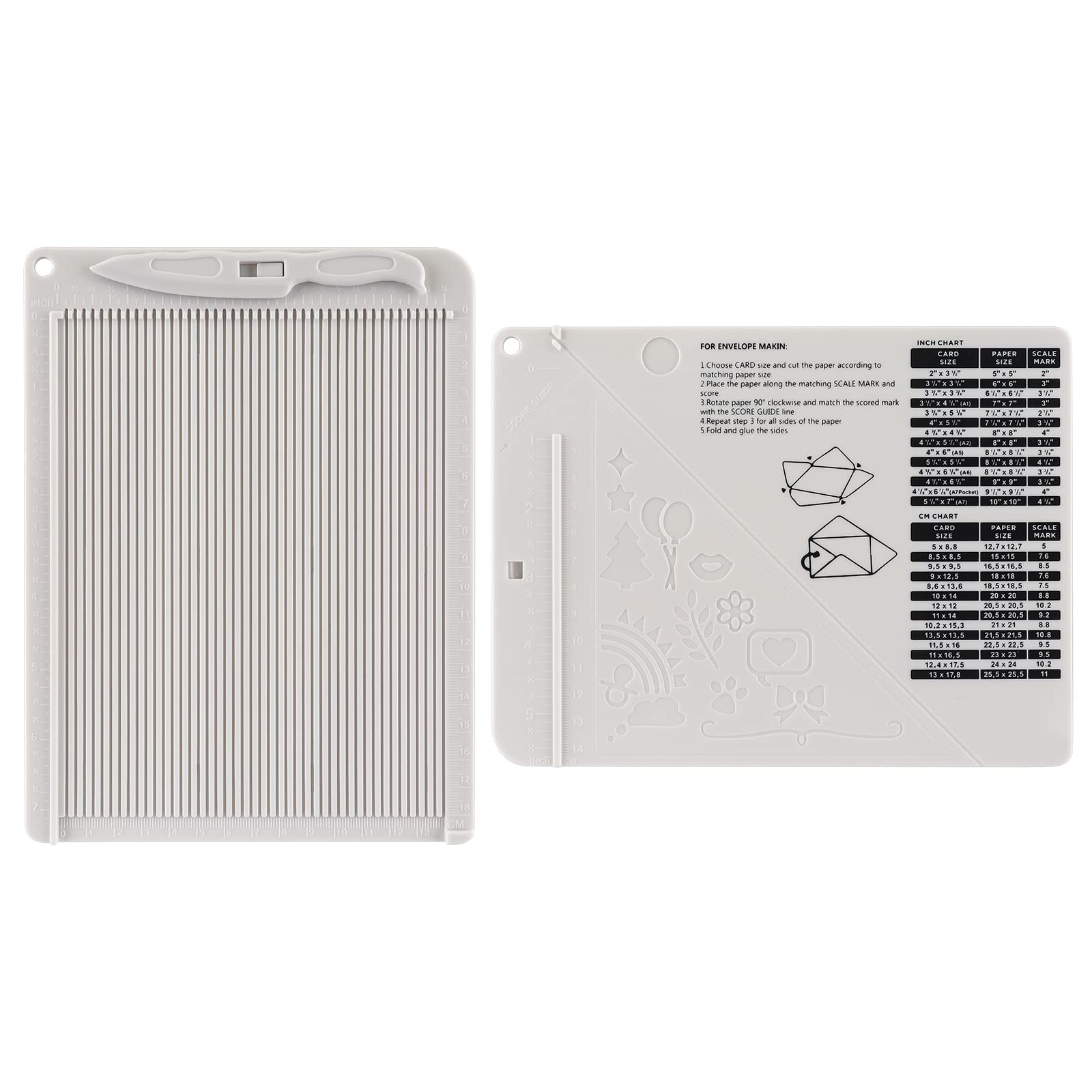 Mini Score Board Multi-Purpose Scoring Board Envelope Maker with Bone Folder and Guide for Card Making and Paper Crafts Arts Projects Multi-Purpose Scoring Board & Score and Fold Tools