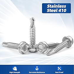 #14 x 1" Sheet Metal Screws Hex Washer Head Self