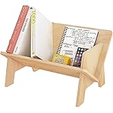 RekRang Wooden Tabletop Bookshelf Titled Desktop Bookshelf Cookbook Shelf,Small Bookcases for Magazine Books CDs,Book Rack Desk Book Organizer in Living Room/Office/Bedroom (Burlywood)