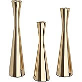 Vixdonos Light Gold Taper Candle Holders Metal Candlestick Holders Set of 3 Table Mantel Decorative Candle Stand for Dinning,Party，Wedding,Home Decor(Light Gold)