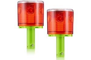 Kittmip 2 Pcs Solar Strobe Warning Traffic Light 360 Degree Single Column IP65 Waterproof Emergency Strobe Flashing Barricade Safety Road Construction Traffic Light(Red,Stand)