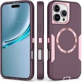showdd Designed for iPhone 16 Pro Max Case 6.9",Magnetic,Military Grade Dual Protection Drop,Tough Durable,Compatible with MagSafe,Dustproof,No Fading,No Yellowing,Non-Slip,for Men Women, Purple Rose