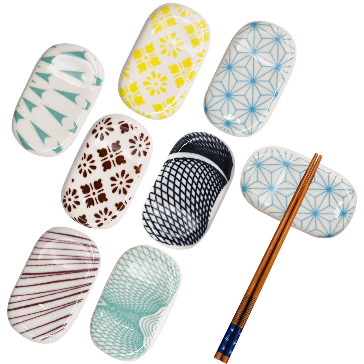 RoadLoo Chopstick Holder, 8Pcs Ceramic Chopstick Holders Tableware Spoon Holder Rest Knife and Fork Holder Cutlery Holder Stand Kitchen Accessory