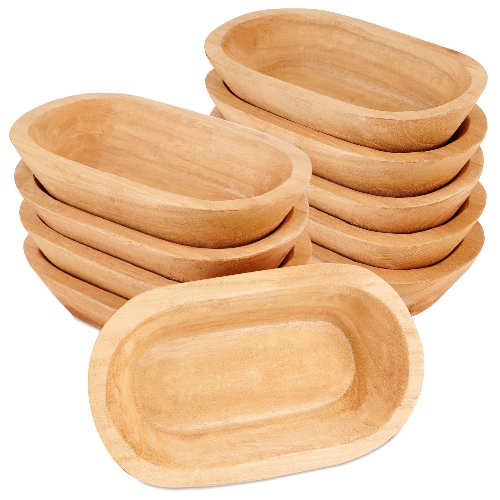 Photo 1 of FACULX Wood Dough Bowl for Candle, 10Pcs Bulk Rustic Bowl, Bowls for Candle, Men Women Farmhouse Table Centerpiece Home
