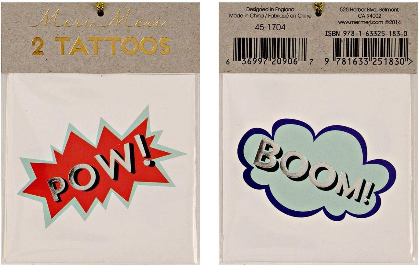 Meri Meri Boom Pow Tattoos - 6 Pack Bundle
