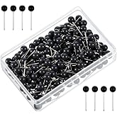 200 PCS Black Push Pins, Small Round Head Map Push Pins for Cork Board, 1/8 Inch Black Thumb Tacks for Home Office Map, Cork Board, Bulletin Board, Wall