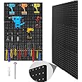 Hogurity Peg Board,Black 6 Pack Metal Pegboard Panels Pegboards Wall Organizer with Bent Frame Large Heavy Duty Peg Board for Walls Home, Garage Tool Storage, Workbench, Craft Room, Kitchen