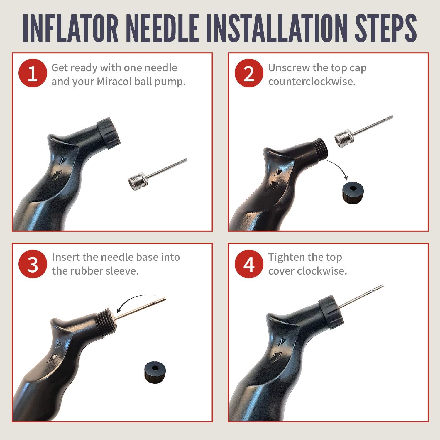 Fitness Factor Small Dual Action Ball Pump with Needle - Hand Air Pump for Inflatable Balls - Perfect for Basketball, Volleyball, Soccer and Football | Comes with 2 Additional Inflating Needles : Sports & Outdoors