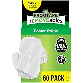 FrogTape reMOVEables Poster Strips, No Damage Poster Hanger, White, 60 Pack | Removable Adhesive Strips for Wall Hanging; Poster Tape Alternative Holds up to 0.5 lb for Classroom, Dorm, Home or Office