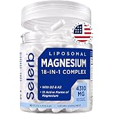 18 in 1 Magnesium Complex for Women and Men | Liposomal Magnesium Supplement with Glycinate, Citrate, Malate, Taurate, D3 &amp; K2 | High Absorption for Muscle, Sleep, Bone, Nerve Support | 90 Capsules