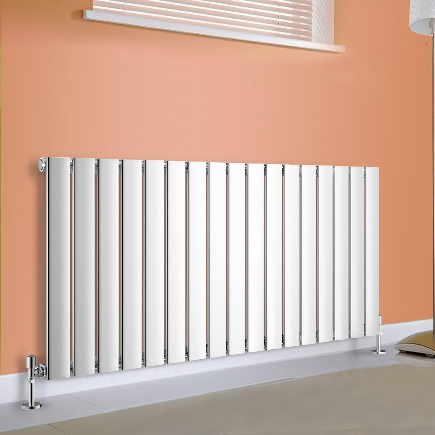 NRG 600x1156mm Horizontal Flat Panel Designer Modern Bathroom Central Heating Radiator Chrome Single Column for Living Room and Kitchen - Image 3
