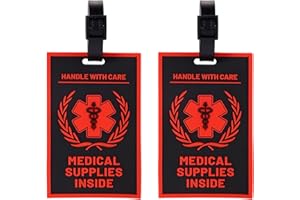 2pcs Medical Alert Tags for Bags, Medical Supplies Inside Labels Equipment Device Luggage Tags for Travel Baggage Suitcases B
