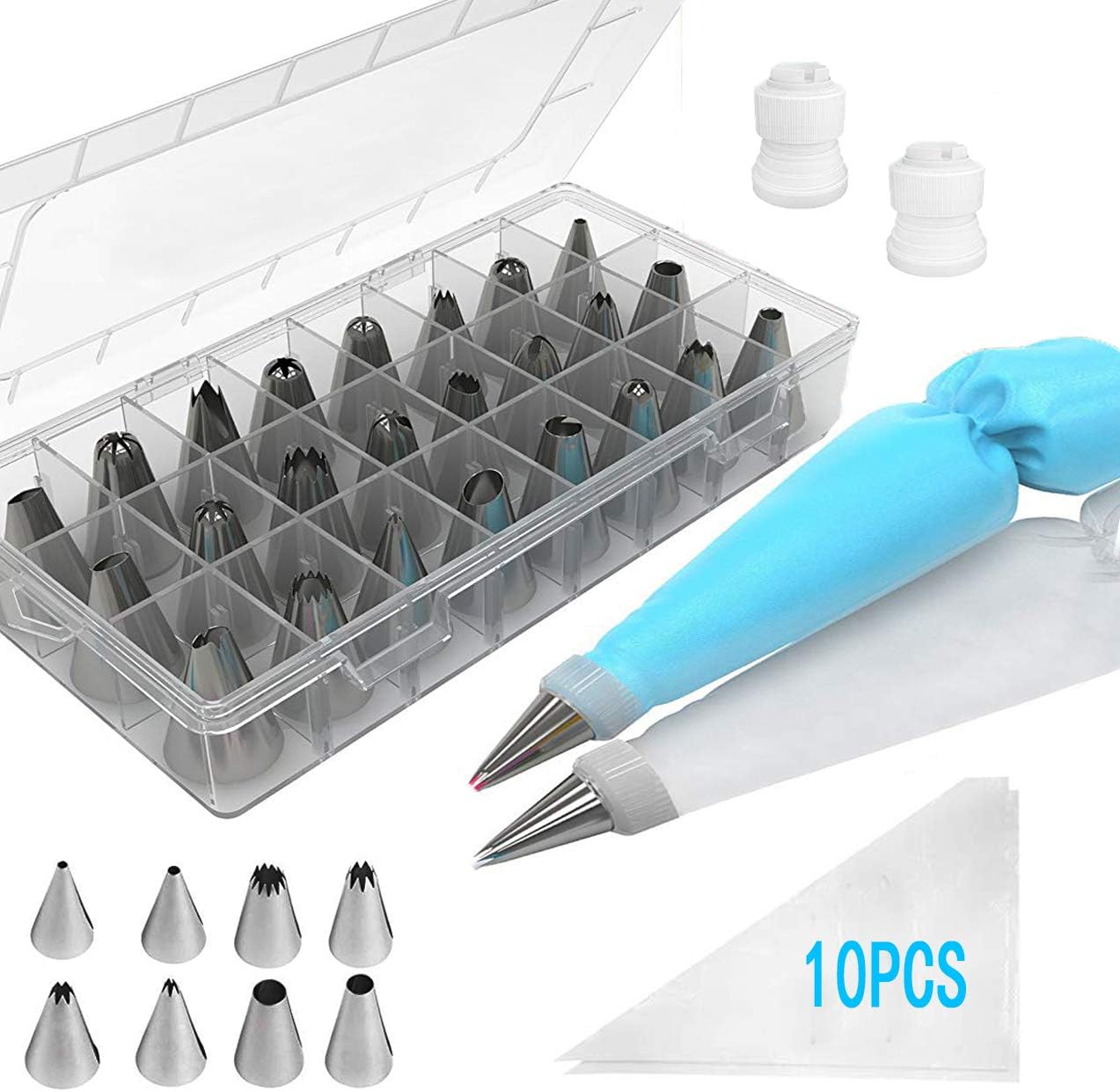 Whispex 50-Piece Cake Decorating Kit ,38 Icing Tips, Cake Decorating Supplies, Baking Supplies,Piping Bags , Piping Bags And Tips , Cupcake Decorating Kit ,Cake Decorating Tools & More.