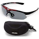 LOLOON Cycling Sunglasses for Men Women Youth, Wrap Around Sports Sunglasses for Running Climbing Bike Baseball Softball Golf