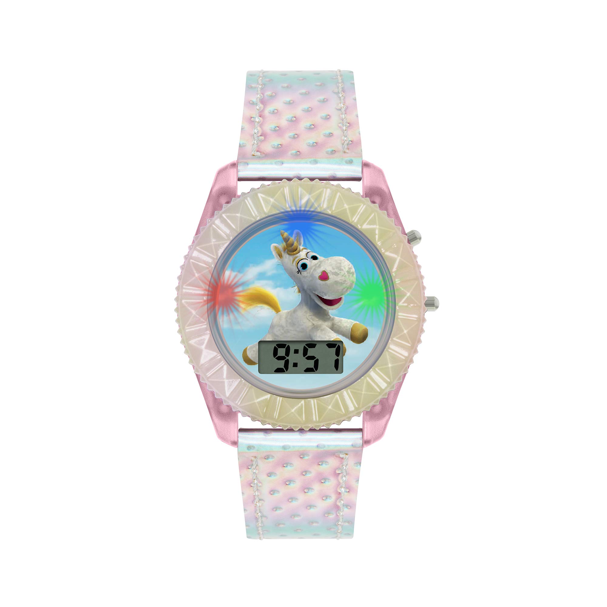 Disney Disney Digital Kids Iridescent PU Strap Flashing Unicorn Dial Watch TYM4000ARG